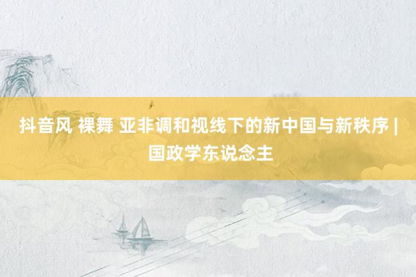 抖音风 裸舞 亚非调和视线下的新中国与新秩序 | 国政学东说念主