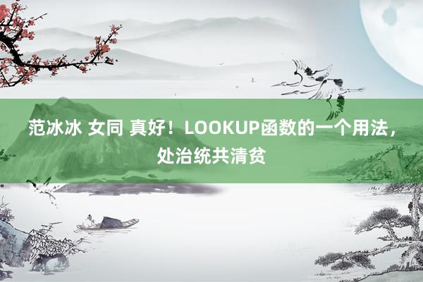 范冰冰 女同 真好！LOOKUP函数的一个用法，处治统共清贫