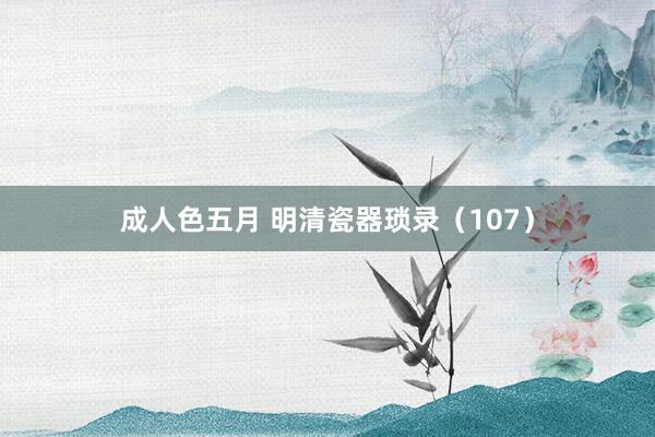 成人色五月 明清瓷器琐录（107）